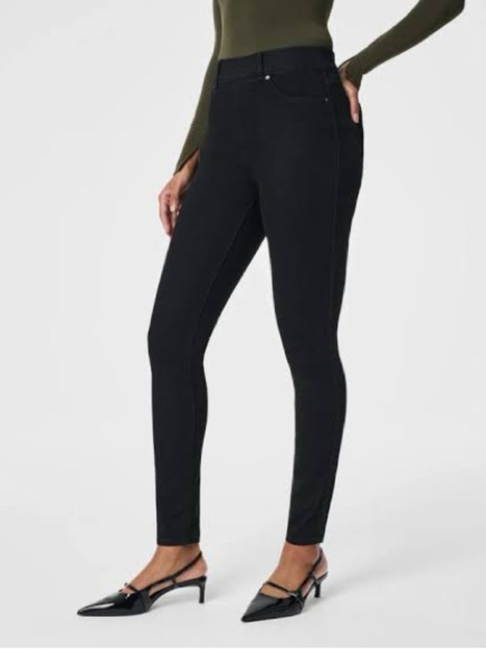 SPANX Everywear Ankle Skinny Jeans High Rise Black 27” inseam Size Medium